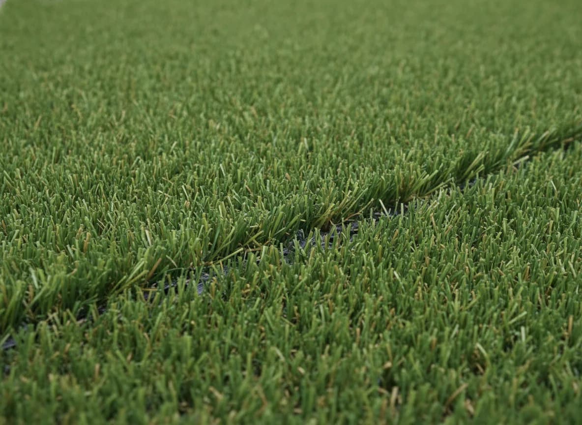 Premium artificial turf seam craftsmanship detail